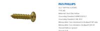 8-18 X 3/4 PHILLIPS PAN SELF TAPPING SCREW TYPE A B FULLY THREADED ZINC YELLOW AND BAKE